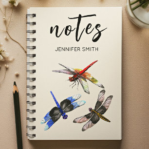 Stylish Watercolor Dragonflies Classic Spiral Notebook