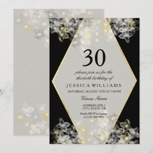 Stylish Watercolor Floral 30th Birthday Invitation
