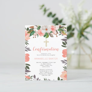 Stylish Watercolor Floral Confirmation Invitation Postcard