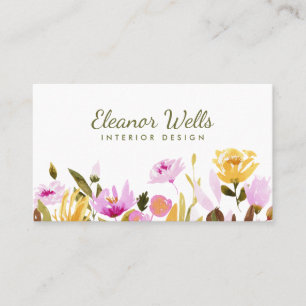 Stylish Watercolor Floral Personalised Business Card