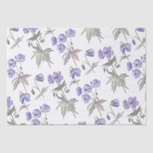 Stylish Watercolor Floral Purple Violet Flowers Tissue Paper