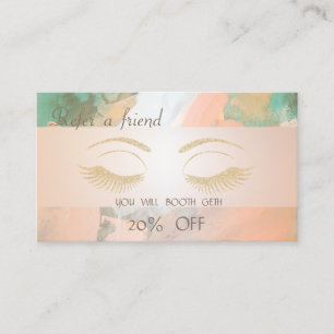 Stylish Watercolor ,Glitter Lashes Referral Card