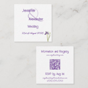 Stylish Watercolor Iris Purple Acrylic Wedding Enclosure Card