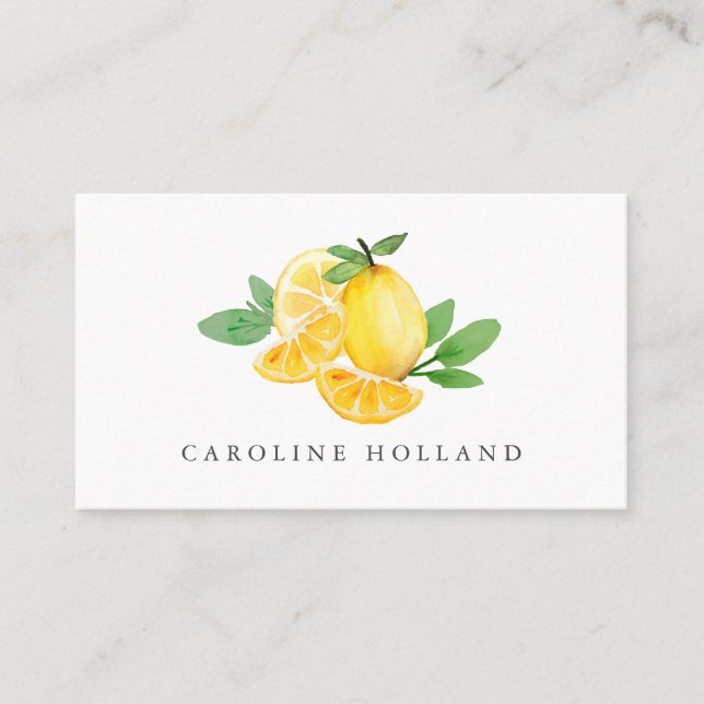 Stylish Watercolor Lemon Fruit Professional  Business Card (Front)
