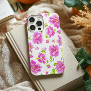 Stylish Watercolor Peonies Pink Floral iPhone 14 Plus Case