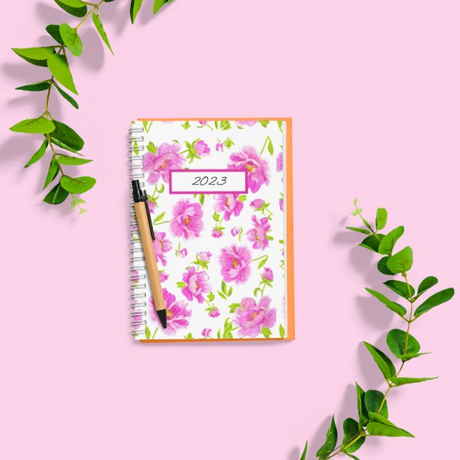 Stylish Watercolor Peonies Pink Floral Planner (Creator Uploaded)