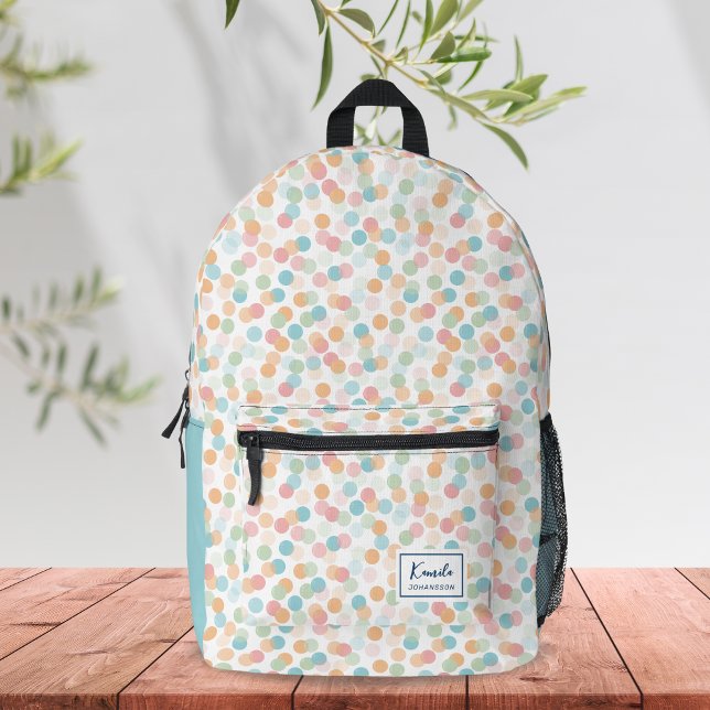 Stylish Watercolor Round Soap Bubbles Monogram Printed Backpack (Creator Uploaded)