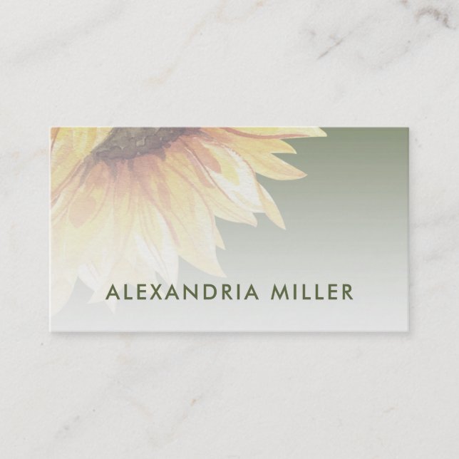 Stylish Watercolor Sunflower Business Card (Front)