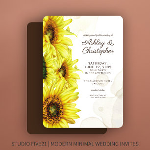 Stylish Watercolor Sunflower Wedding Invitation