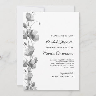 Stylish watercolor wildflowers Bridal Shower Invitation