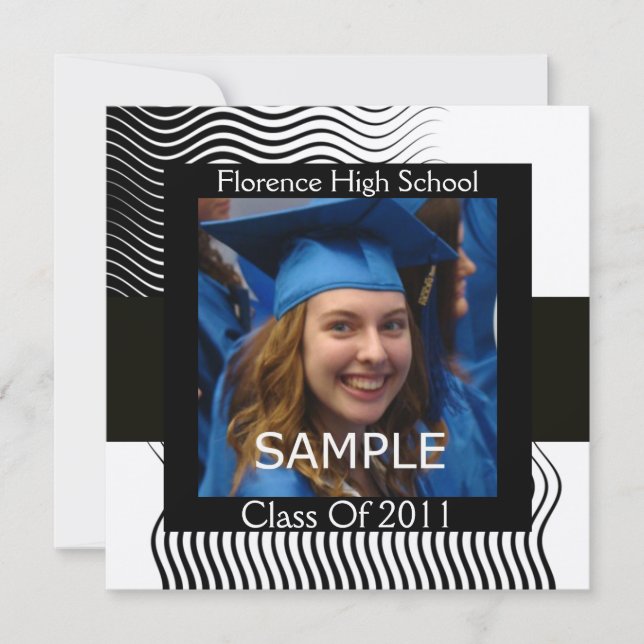 STYLISH WAVES PHOTO TEMPLATE MONOGRAM,black white (Front)