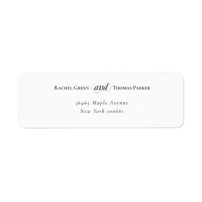Stylish Wedding Black White Return Address Label (Front)