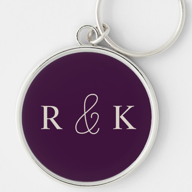 Stylish wedding couples monogrammed key ring (Front)