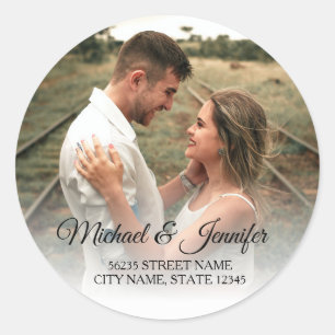 stylish wedding day photo Address Label sticker