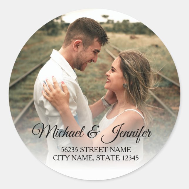 stylish wedding day photo Address Label sticker (Front)