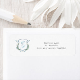 Stylish Wedding Floral Crest Classic Address Label