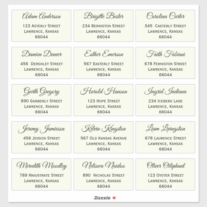 Stylish Wedding Guest Individual Names and Address | Zazzle.co.uk