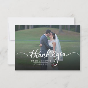 Stylish Wedding Hand-Lettered Photo Thank You Card