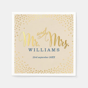 STYLISH WEDDING mini confetti gold navy ivory Napkin
