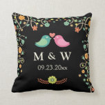 Stylish Wedding Monogram Floral Love Birds Couple Cushion<br><div class="desc">Bride and Groom Monograms Dark Black Floral Love Birds Couple Wedding - A Perfect Wedding Design for your Big Day. (1) All text style,  colours,  sizes can be modified to fit your needs. (2) If you need any customisation or matching stationery,  please feel free to contact me.</div>