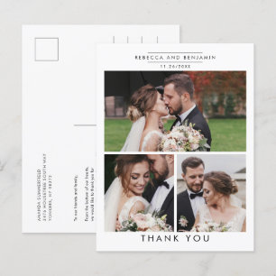 Stylish Wedding Photo Collage Thank You Postcard