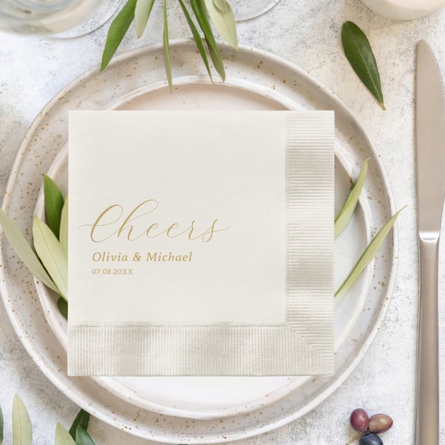 Stylish Wedding Rehearsal Dinner Cheers Custom Napkin (Creator Uploaded)
