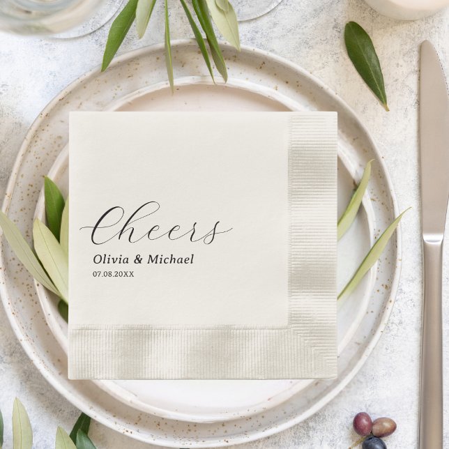 Stylish Wedding Rehearsal Dinner Cheers Custom Napkin (Creator Uploaded)