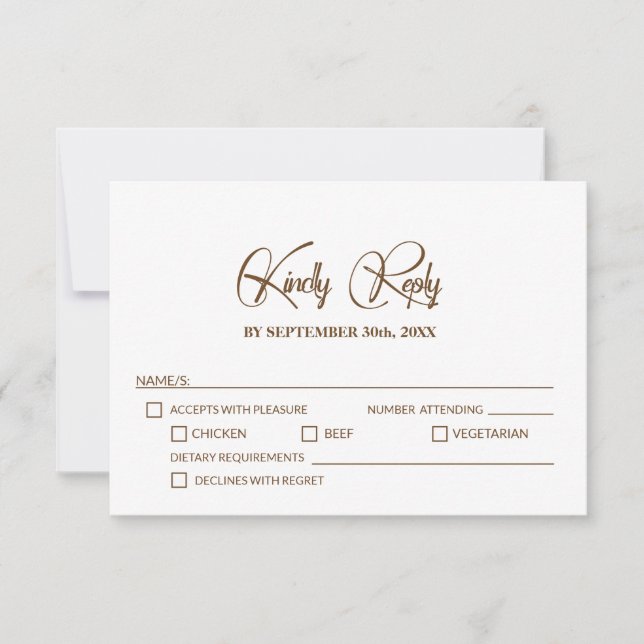 Stylish Wedding RSVP with Menu Options (Front)