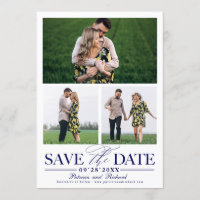 Stylish Wedding Save The Date 3 Photo Collage