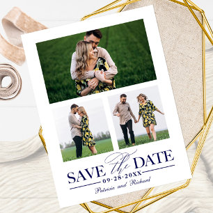 Stylish Wedding Save The Date 3 Photo Collage Postcard