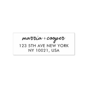 Stylish Wedding Script Names & Return Address Self-inking Stamp