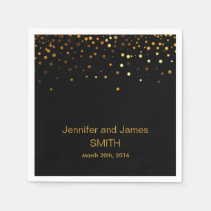 Stylish Wedding Table mini confetti gold Black Napkin