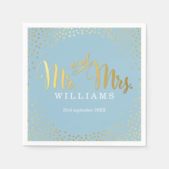 STYLISH WEDDING TABLE mini confetti gold blue Napkin (Front)