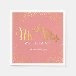 STYLISH WEDDING TABLE mini confetti gold coral Napkin