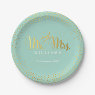 STYLISH WEDDING TABLE mini confetti gold mint Paper Plate