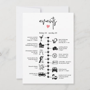 Stylish Wedding Timeline Guest Itinerary Info Advice Card