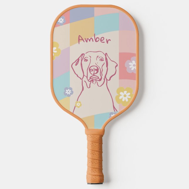 Stylish Weimaraner Simple Colourful Dog Pickleball Paddle (Front)