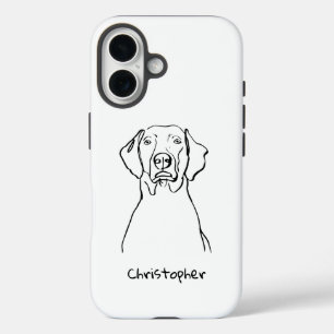 Stylish Weimaraner: Your Text, Your Style iPhone 16 Case