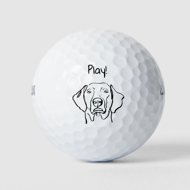 Stylish Weimaraner: Your Text, Your Style Golf Balls (Front)