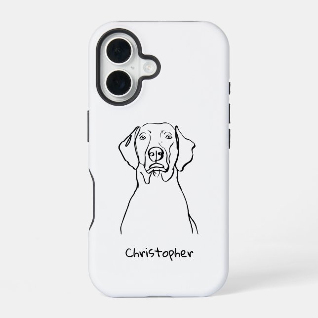 Stylish Weimaraner: Your Text, Your Style iPhone 16 Case (Back)