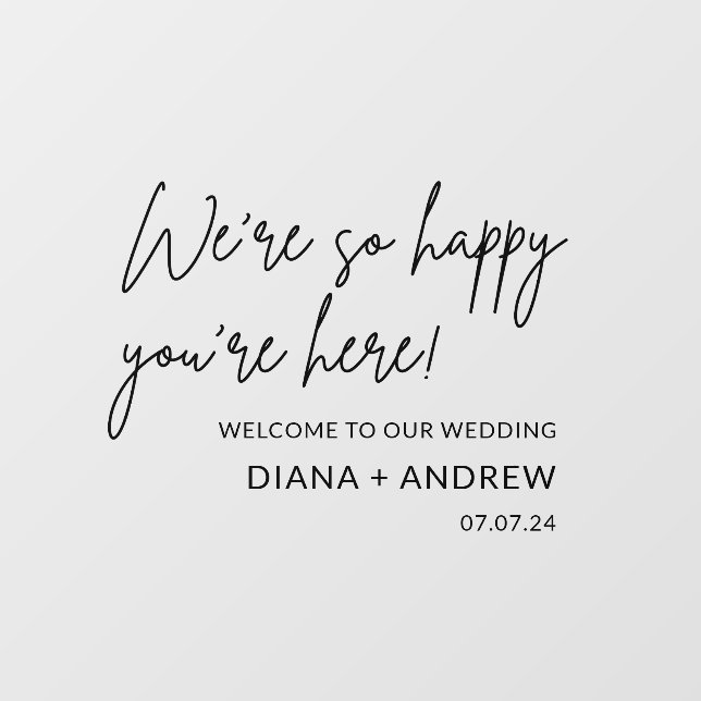 Stylish Welcome Wedding Cling Decal Sign (Sheet)