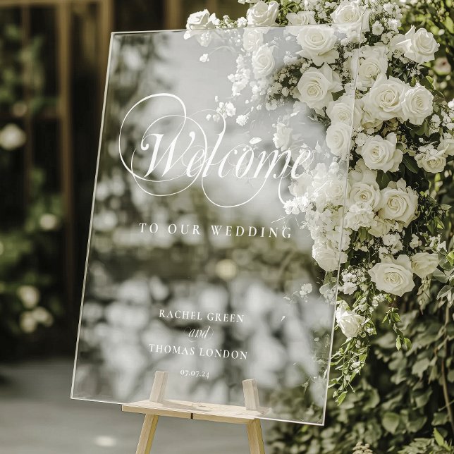 Stylish Welcome white Calligraphy Wedding sign (Creator Uploaded)