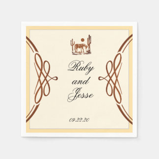 Stylish Western Dark Brown Wedding Napkin