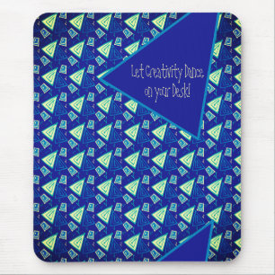Stylish whimsical blue and yellow inspirational mouse mat