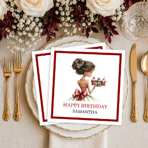 Stylish Whimsical Woman Marsala Script Napkins