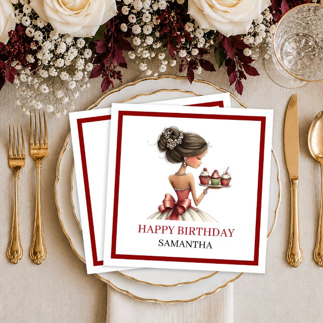 Stylish Whimsical Woman Marsala Script Napkins (Stylish Whimsical Woman Marsala Script Napkins

)