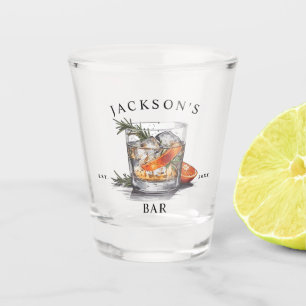 Stylish Whiskey Cocktail Name & Year Home Bar Shot Glass
