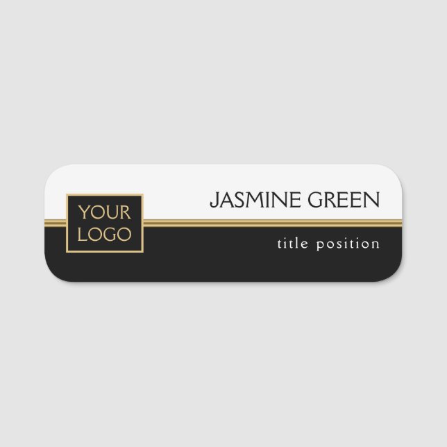 Stylish White And Black Design Name Tag (Front)