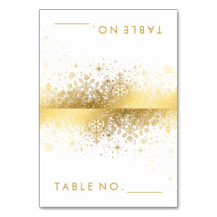 Stylish White and Gold Snowflakes - Tent Cards
