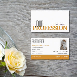 Stylish White and Orange with Photo Professional Business Card